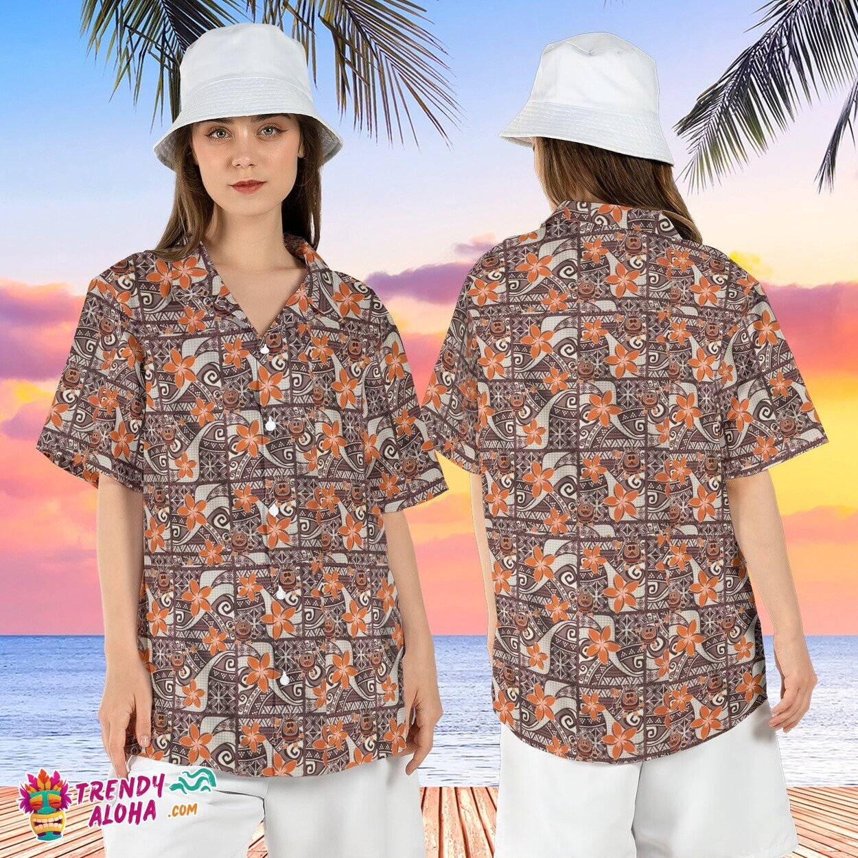 Moana Princess Beach Tropical Disneyland Vacation Aloha Shirt