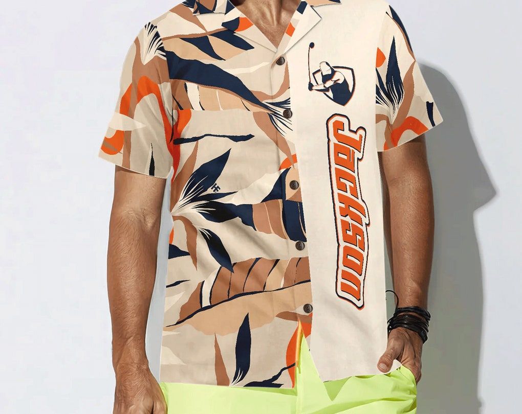 Modern Exotic Jungle Golfaholic Custom Trendy Hawaiian Shirt, Custom Name Shirt, Customize Short Sleeve Shirts, Gifts For Bachelor Party.