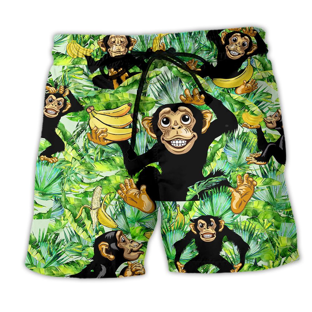Monkey Loves Banana Troipcal Leaves Trendy Aloha Hawaiian Beach Shorts Monkey Loves Banana Troipcal Leaves Trendy Aloha Hawaiian Beach Shorts