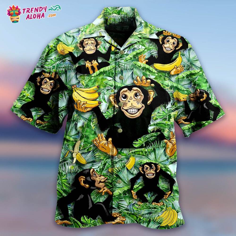Monkey Loves Banana With Tree Hawaiian Shirt – Trendy Aloha