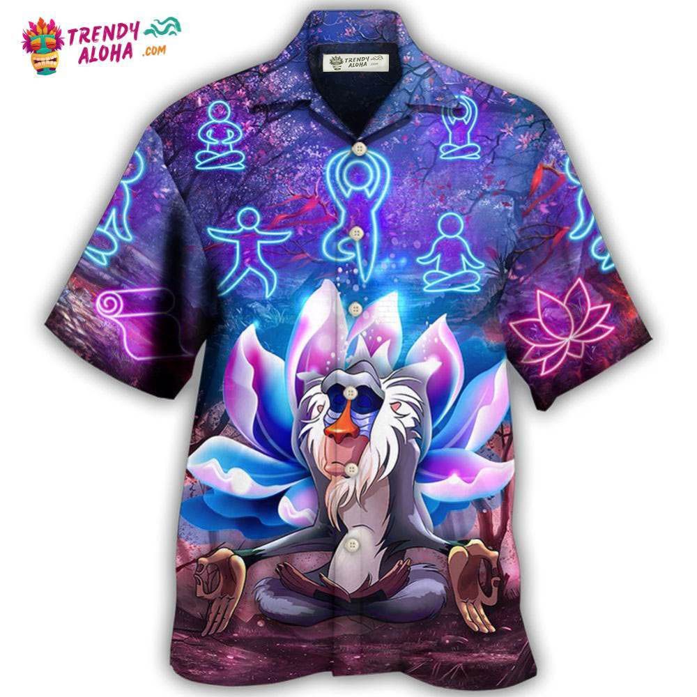 Monkey Mandrill Monkey Yoga Pose Lotus Flower Lighting Neon Hawaiian Shirt – Trendy Aloha Monkey Mandrill Monkey Yoga Pose Lotus Flower Lighting Neon Hawaiian Shirt – Trendy Aloha