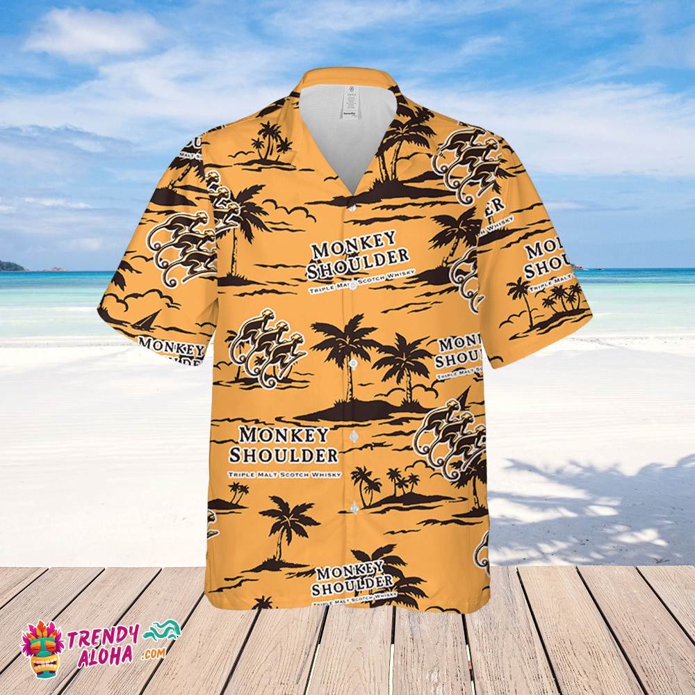 Monkey Shoulder Whiskey Hawaiian Beach Pattern Shirt, Summer Beer Hawaiian Shirt