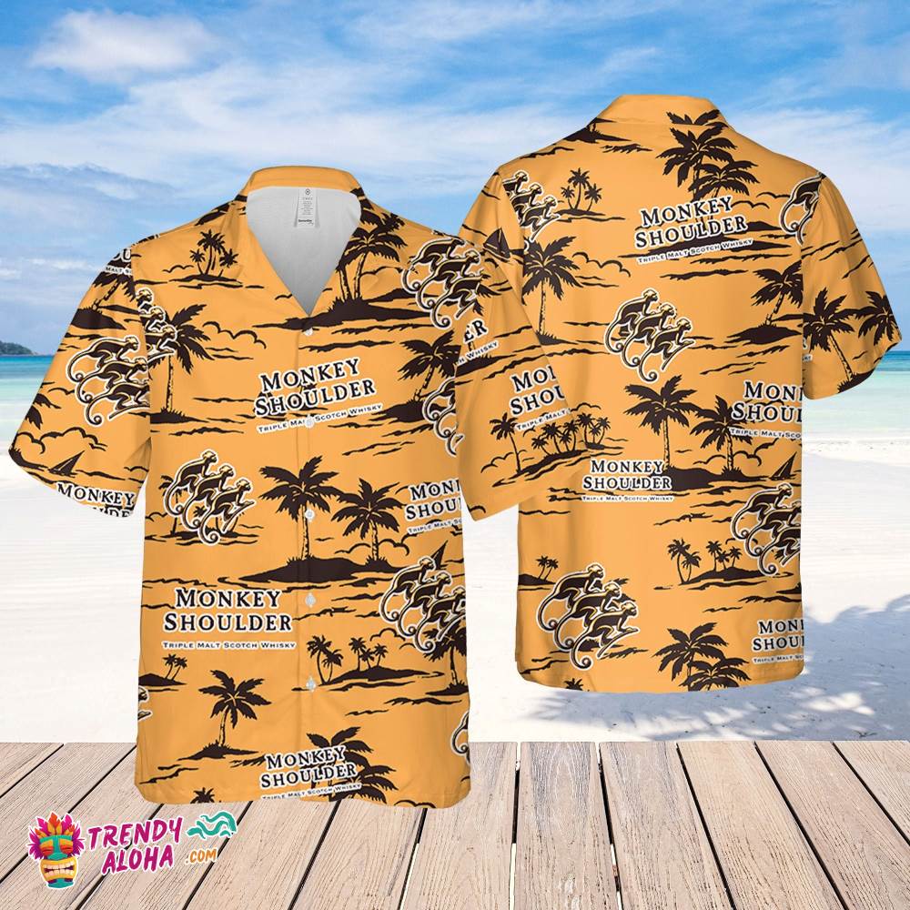 Monkey Shoulder Whiskey Hawaiian Beach Pattern Shirt, Summer Beer Hawaiian Shirt