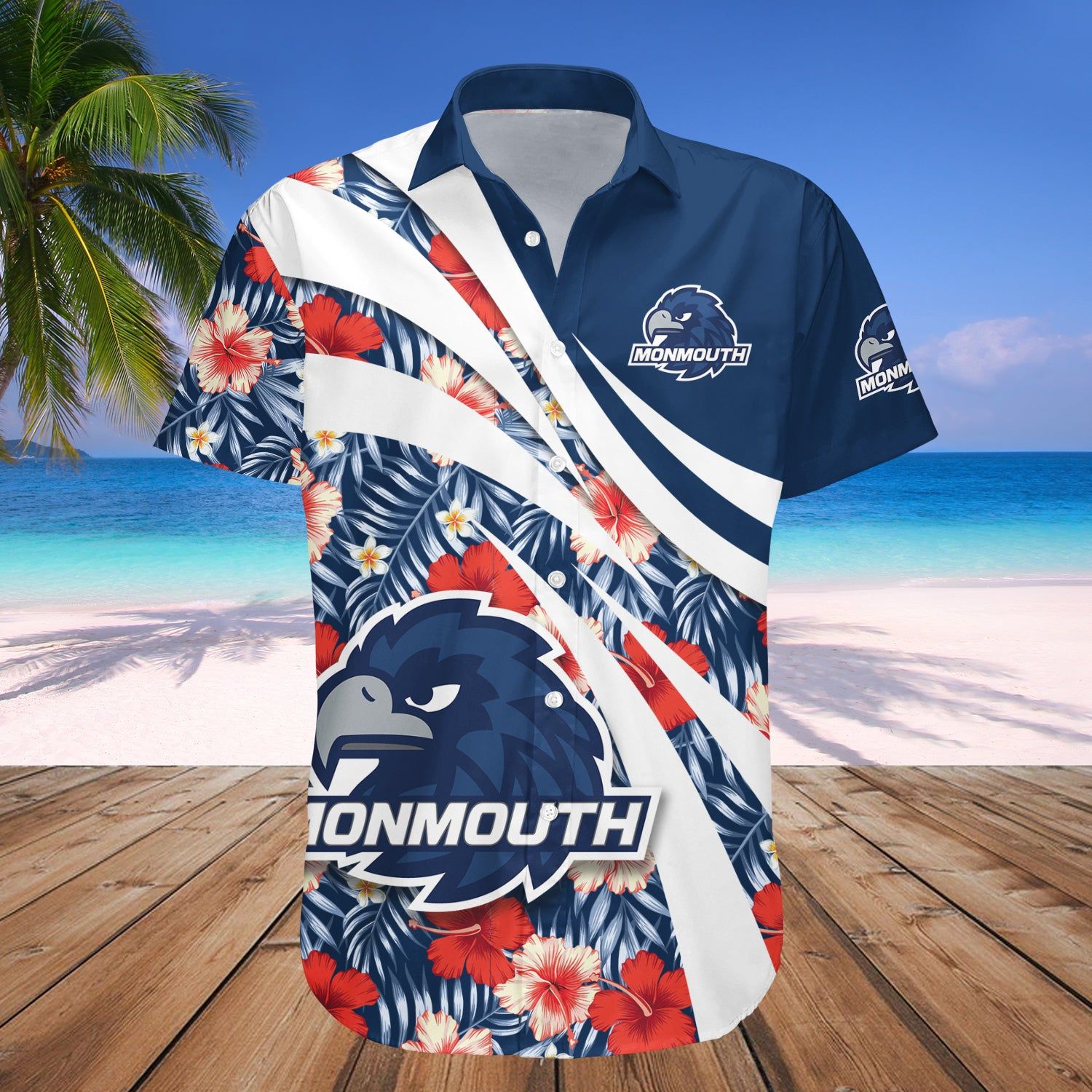 Monmouth Hawks Hawaii Shirt Hibiscus Sport Style – NCAA