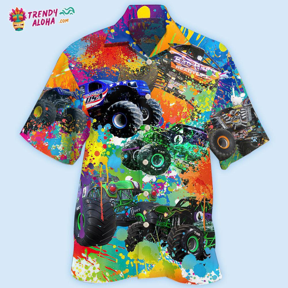 Monster Truck Colorful Painting Hawaiian Shirt – Trendy Aloha