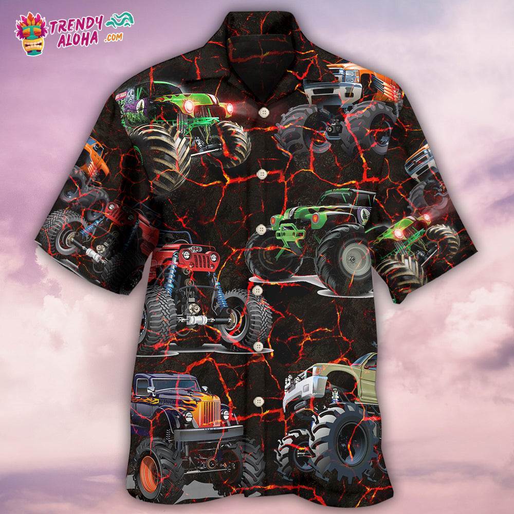 Monster Truck Lava Style Hawaiian Shirt – Trendy Aloha