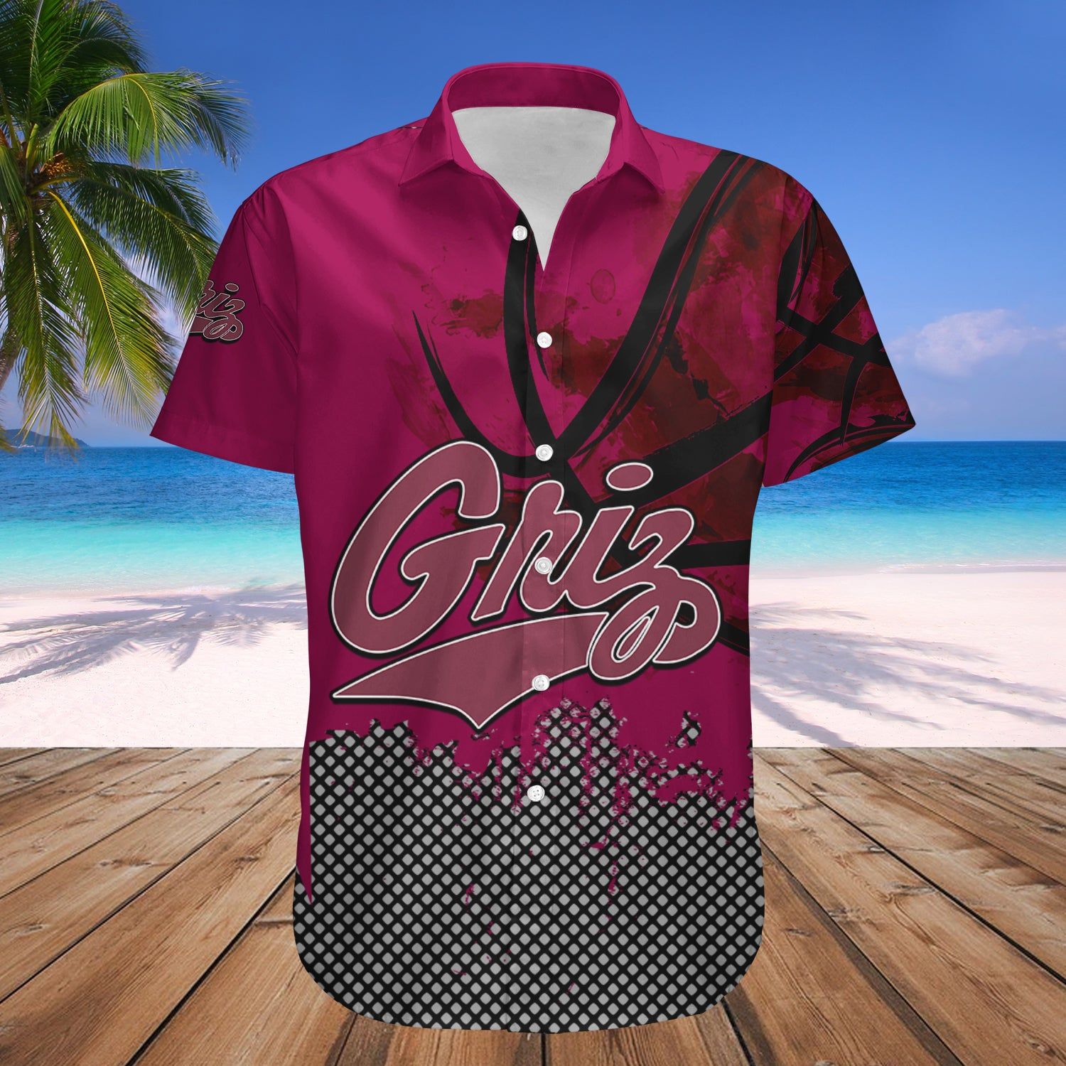 Montana Grizzlies Hawaii Shirt Basketball Net Grunge Pattern – NCAA