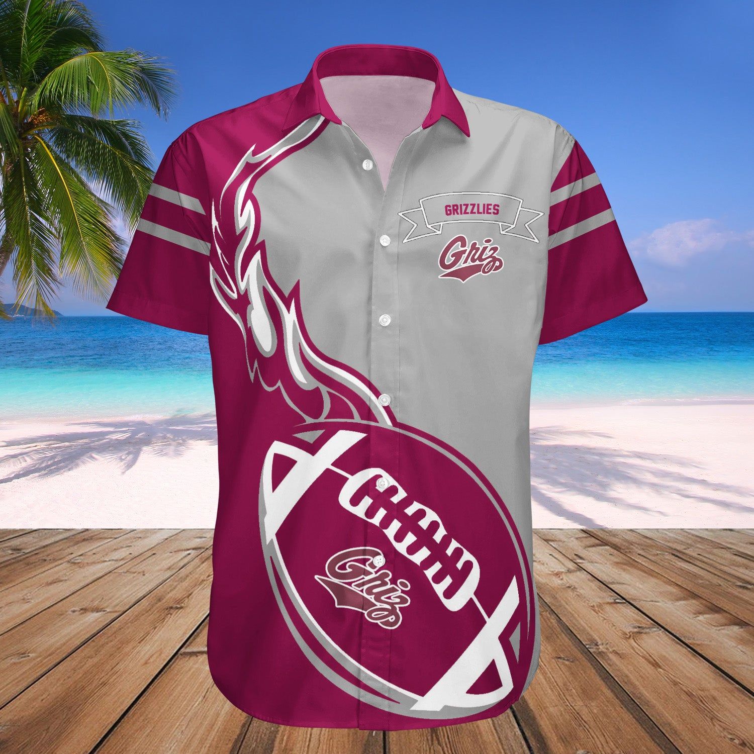 Montana Grizzlies Hawaii Shirt Flame Ball – NCAA