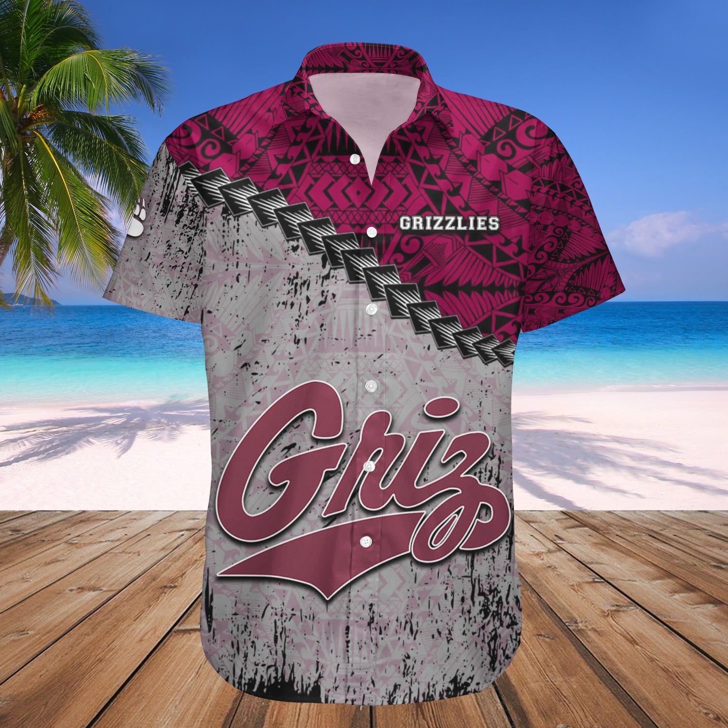 Montana Grizzlies Hawaii Shirt Grunge Polynesian Tattoo – NCAA