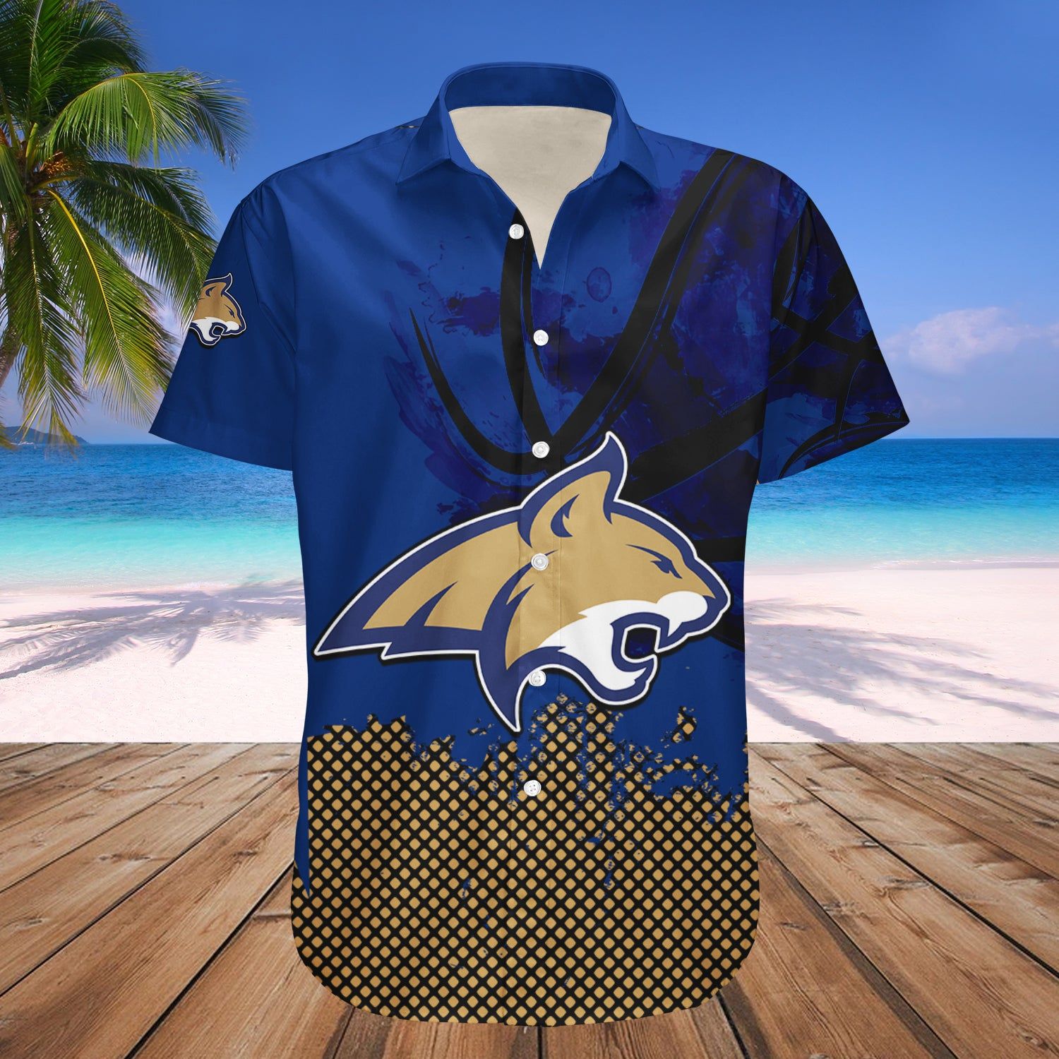Montana State Bobcats Hawaii Shirt Basketball Net Grunge Pattern – NCAA