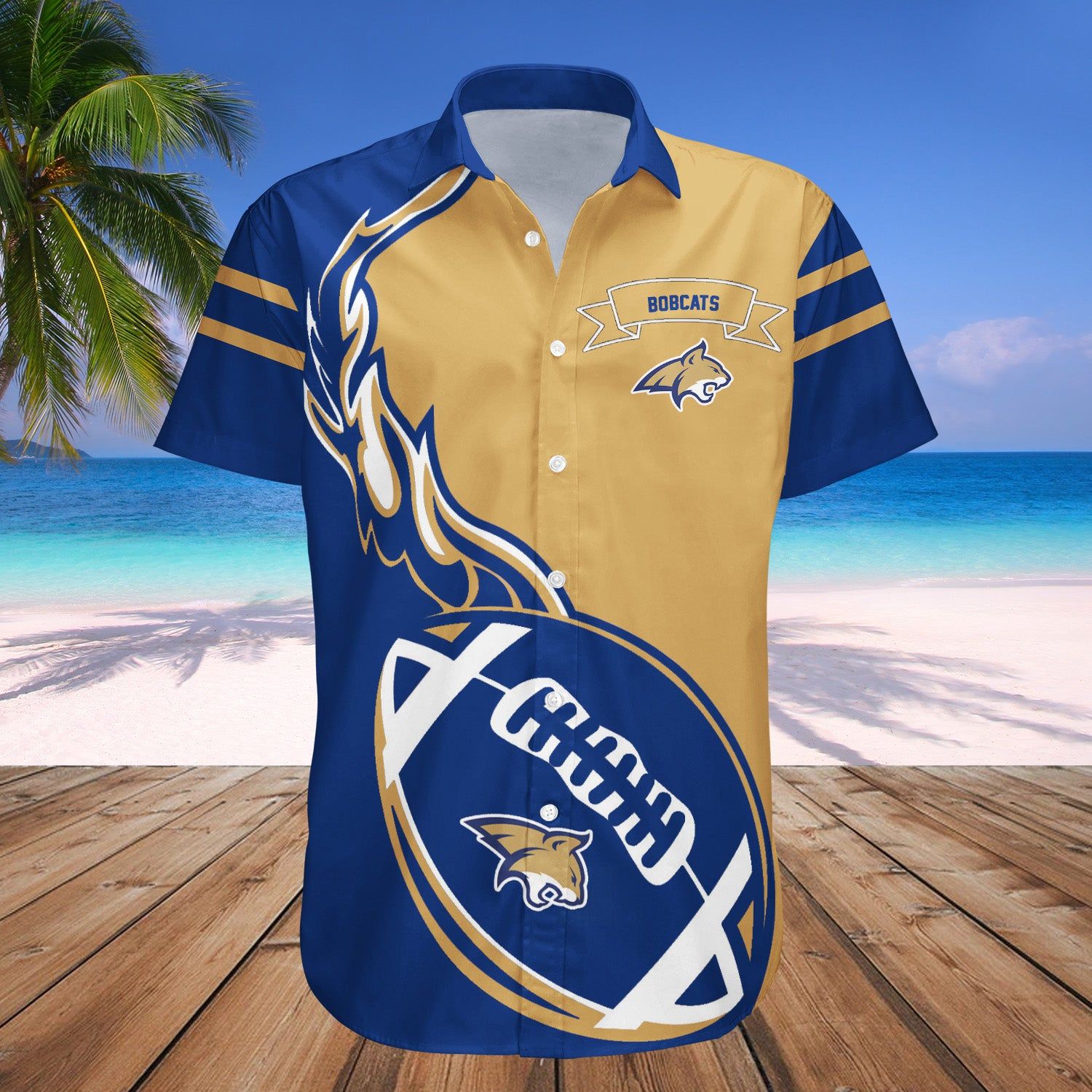 Montana State Bobcats Hawaii Shirt Flame Ball – NCAA