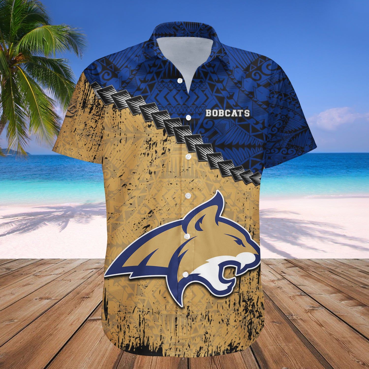 Montana State Bobcats Hawaii Shirt Grunge Polynesian Tattoo – NCAA