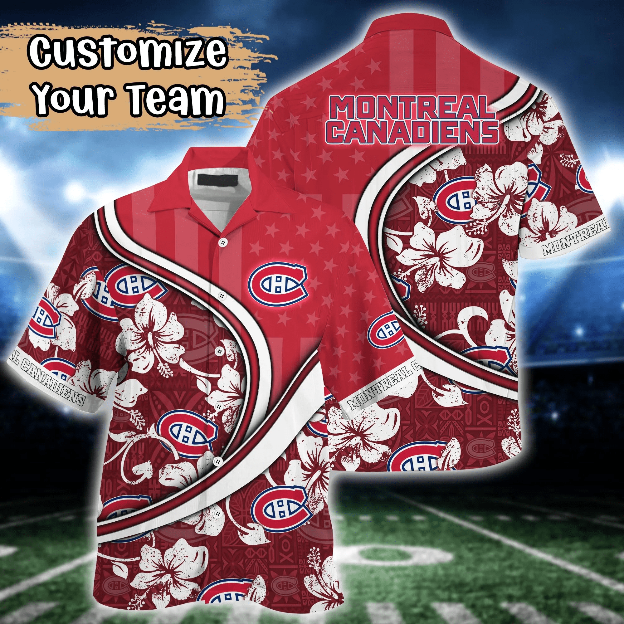 Montreal Canadiens NHL Us Flag Hawaiian Shirt Custom Summer Aloha Shirt Montreal Canadiens NHL Us Flag Hawaiian Shirt Custom Summer Aloha Shirt