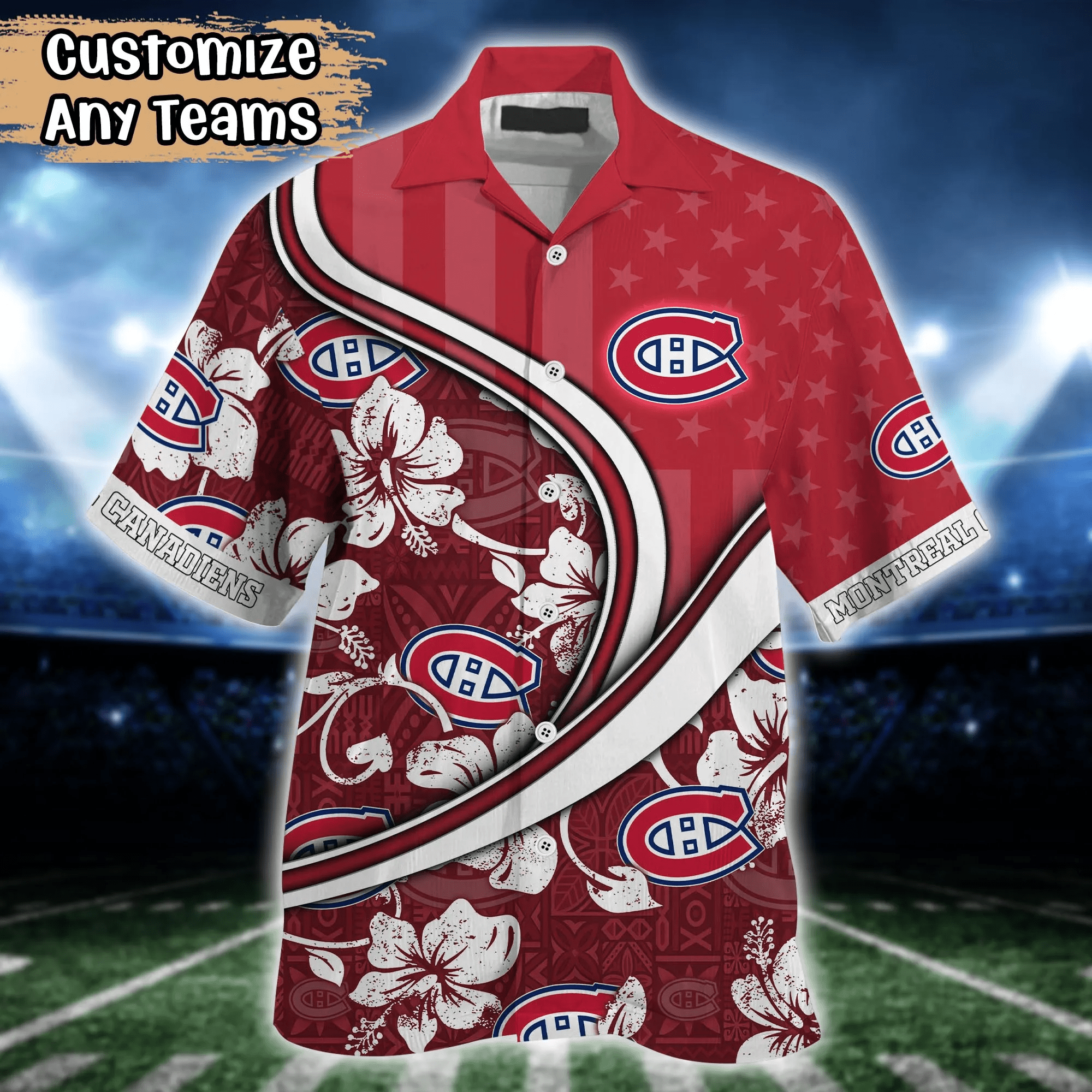 Montreal Canadiens NHL Us Flag Hawaiian Shirt Custom Summer Aloha Shirt