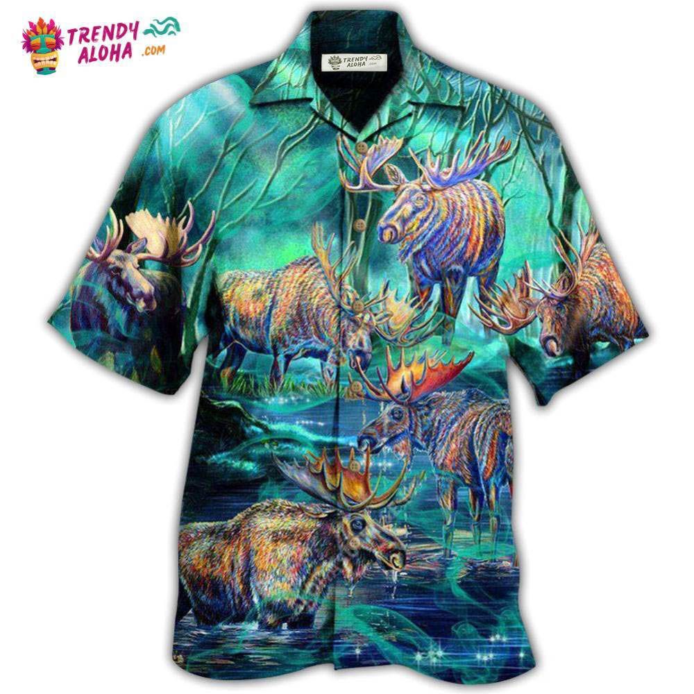 Moose Animals Life Is Better With A Moose Next To Stream Hawaiian Shirt – Trendy Aloha