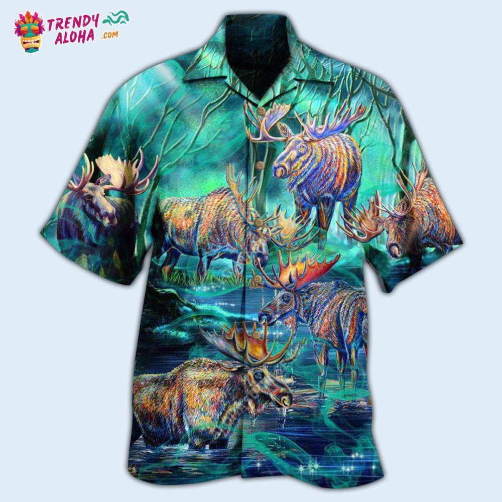 Moose Animals Life Is Better With A Moose Next To Stream Hawaiian Shirt – Trendy Aloha