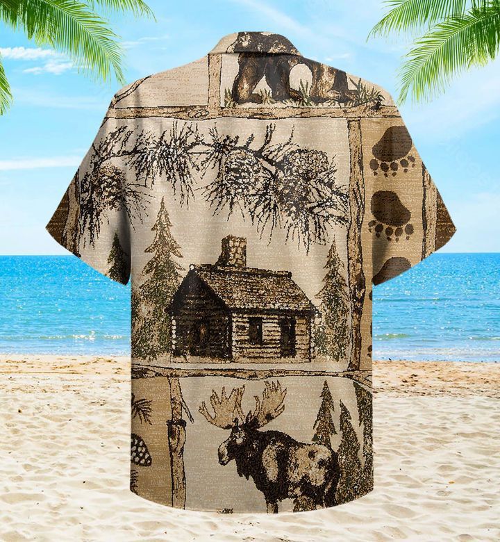 Moose Bear House Brown Trendy Hawaiian Shirt 3D Summer Gifts