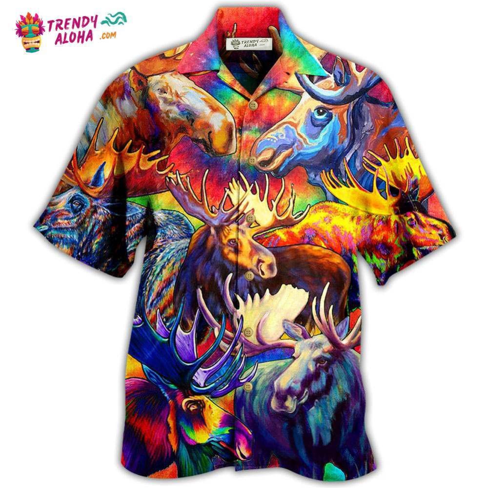 Moose Beautiful Painting Color Style Hawaiian Shirt – Trendy Aloha