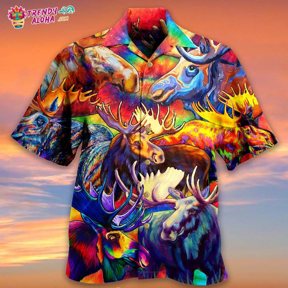 Moose Beautiful Painting Color Style Hawaiian Shirt – Trendy Aloha