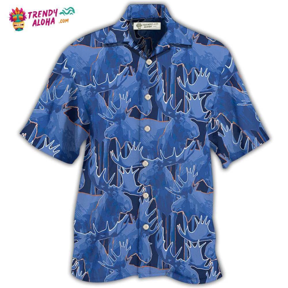 Moose Blue Beautiful Moose Hawaiian Shirt – Trendy Aloha