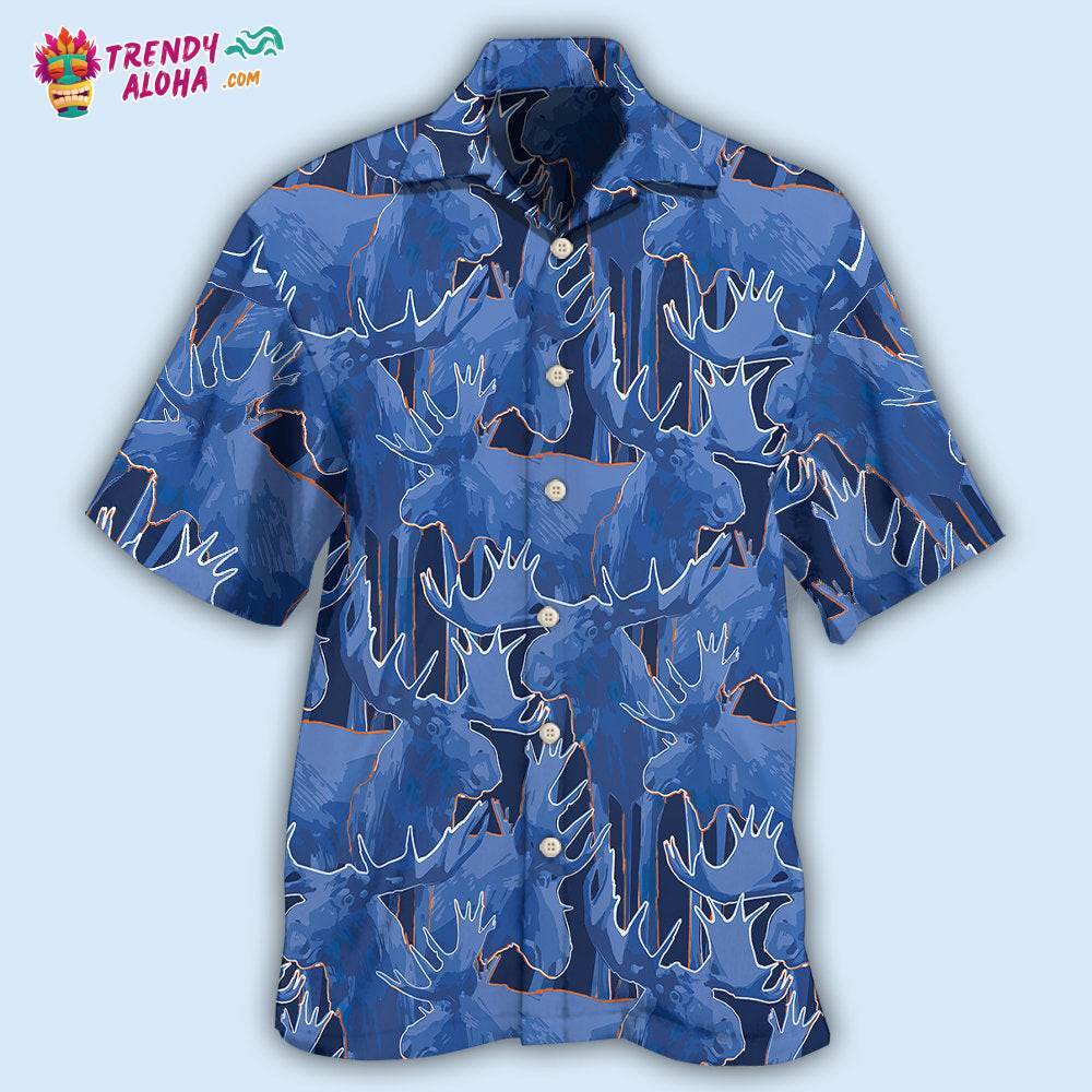 Moose Blue Beautiful Moose Hawaiian Shirt – Trendy Aloha