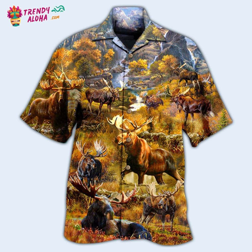 Moose Spend Time In The Woods Hawaiian Shirt – Trendy Aloha