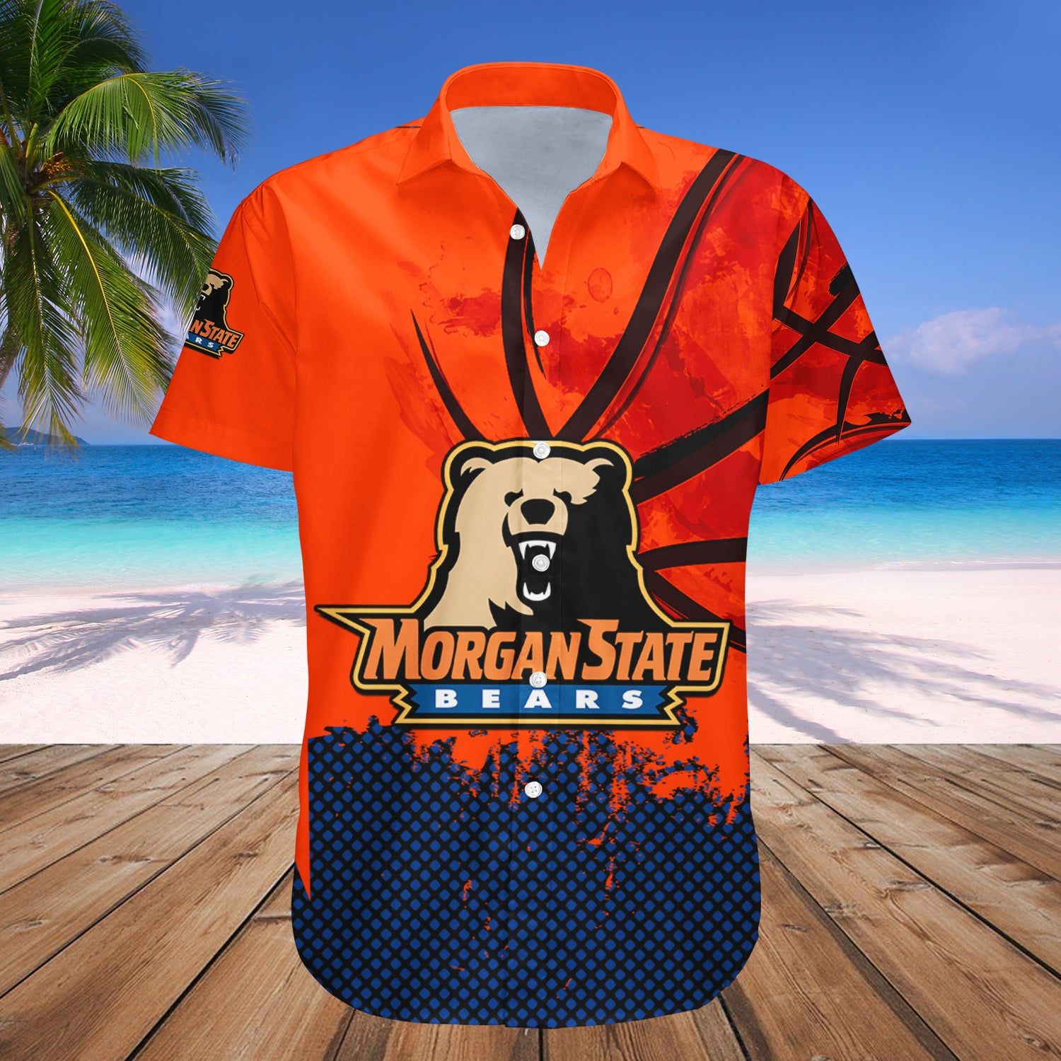 Morgan State Bears Hawaii Shirt Basketball Net Grunge Pattern – NCAA