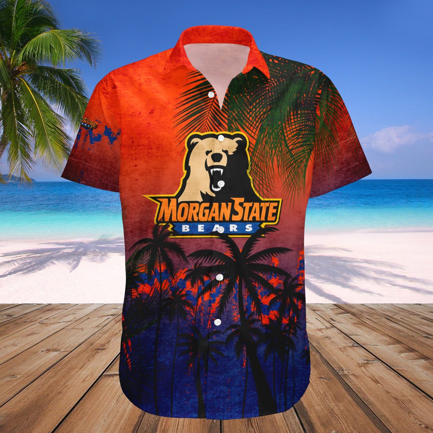Morgan State Bears Hawaii Shirt Coconut Tree Tropical Grunge – NCAA