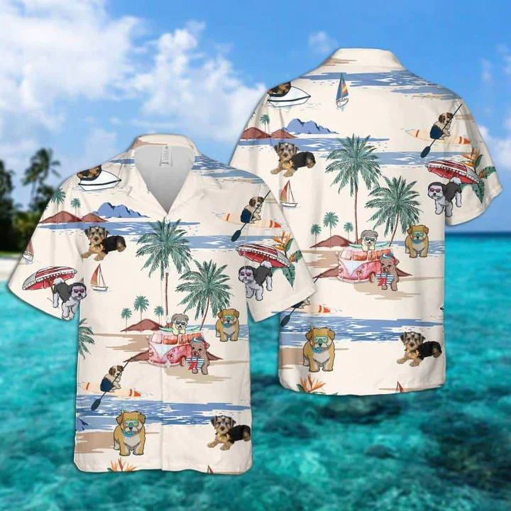 Morkie Summer Beach Trendy Hawaiian Shirt, Trendy Hawaiian Shirts For Men Women Short Sleeve Aloha Beach Shirt