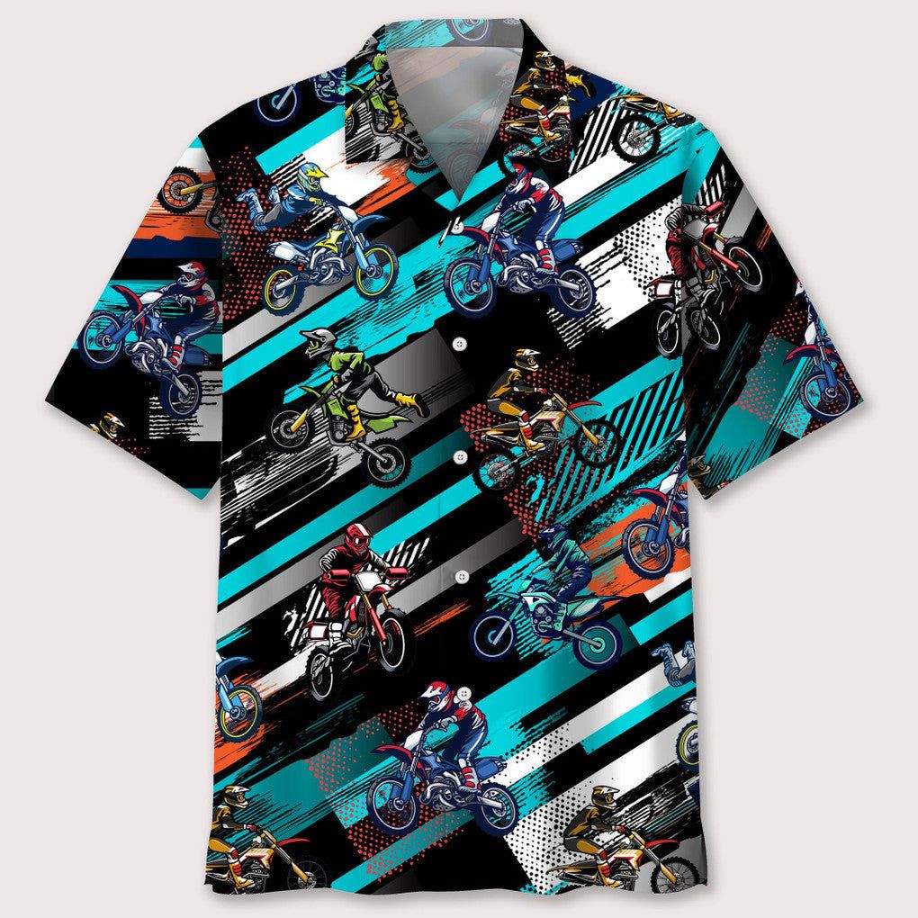 Motocross Color Abstract Trendy Hawaiian Shirt