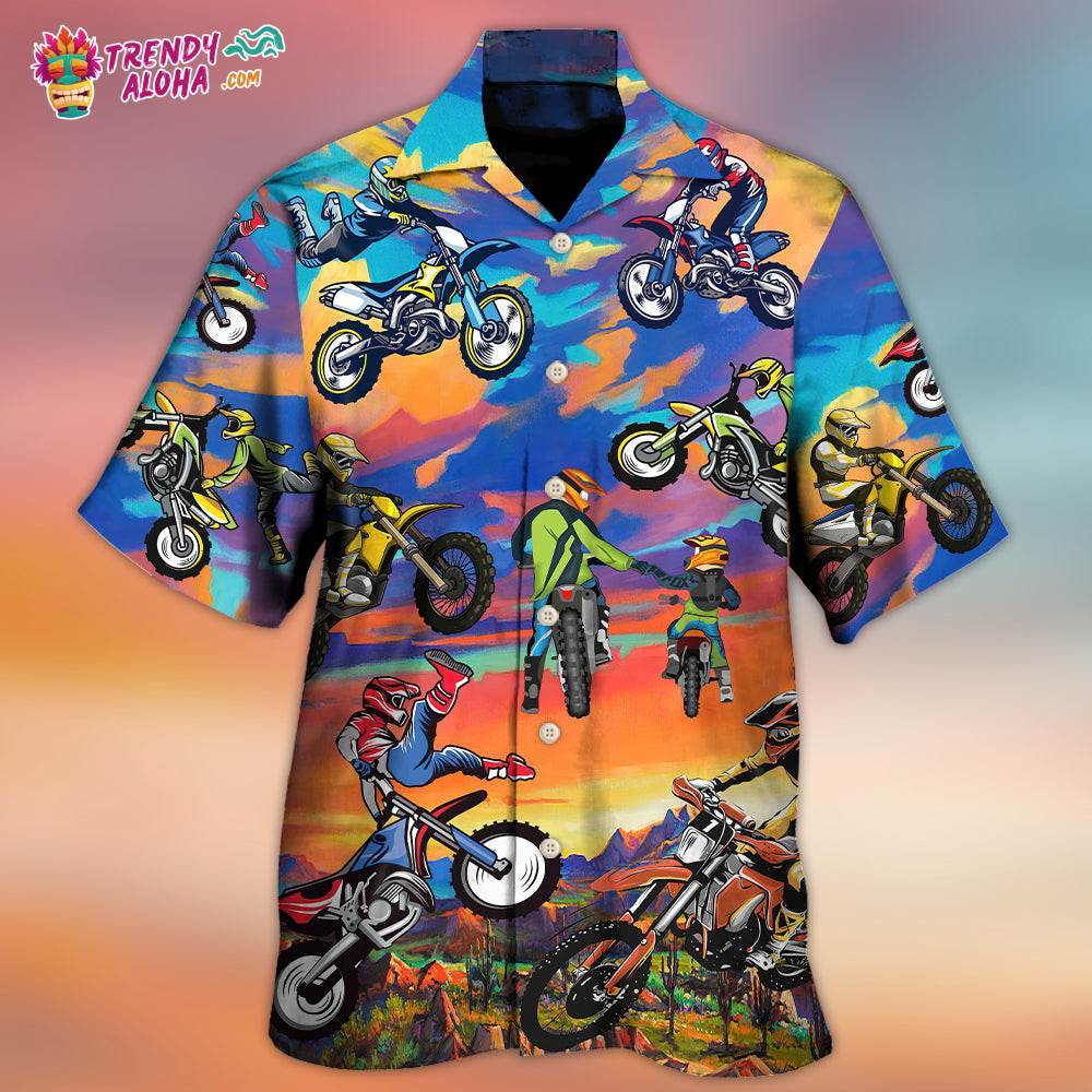 Motocross Lover Motorcycle Biker Art Style Hawaiian Shirt – Trendy Aloha