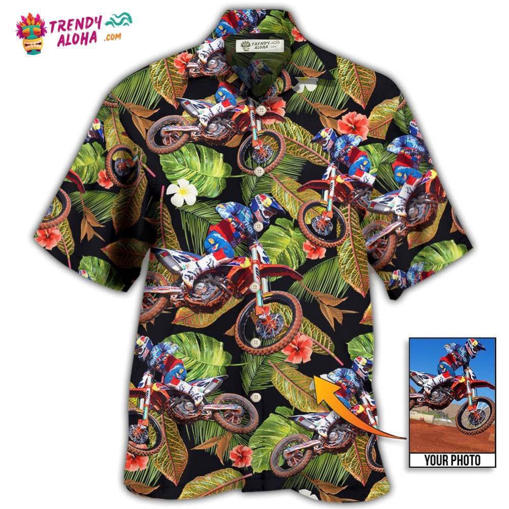 Motocross Tropical Flower Custom Photo Hawaiian Shirt – Trendy Aloha Motocross Tropical Flower Custom Photo Hawaiian Shirt – Trendy Aloha