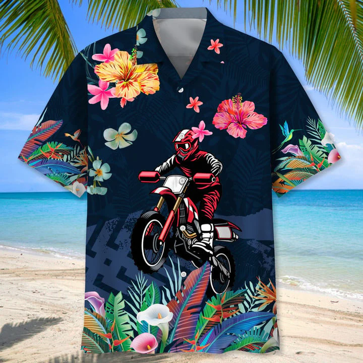 Motocross Vintage Trendy Hawaiian Shirt, Motocross Shirt Short Sleeve, Moto Dirt Bike Race Day Shirts