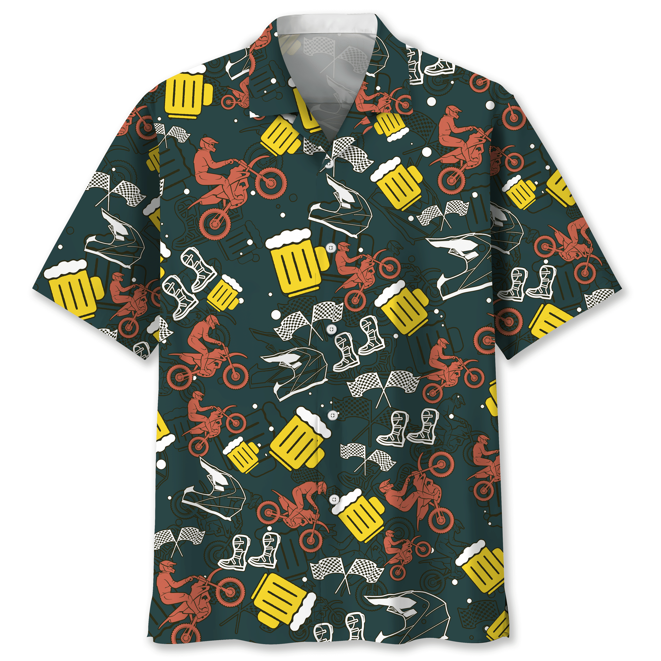 Motocross With Beer Trendy Hawaiian Shirt