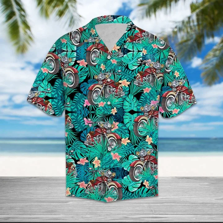 Motorbike Tropical Palm Tree Leaves Summer Aloha Trendy Hawaiian Shirt, Summer Aloha Hawaii Shirt For Men Women Motorbike Tropical Palm Tree Leaves Summer Aloha Trendy Hawaiian Shirt, Summer Aloha Hawaii Shirt For Men Women