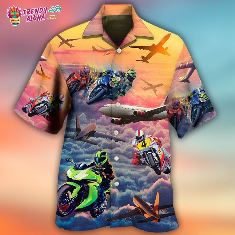 Motorcycle And Airplane Lover Dream Sky Hawaiian Shirt – Trendy Aloha