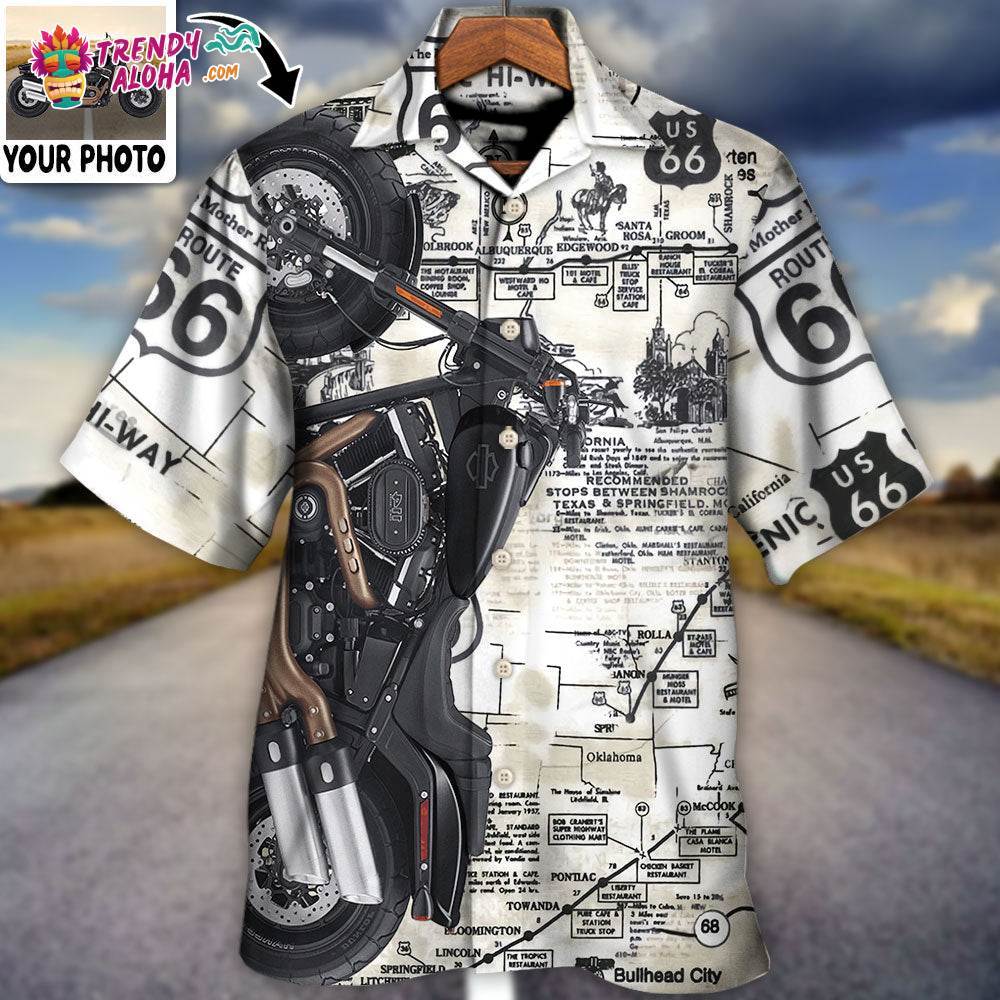 Motorcycle Biker Happy Ride No Road Is To Long Custom Photo Hawaiian Shirt – Trendy Aloha