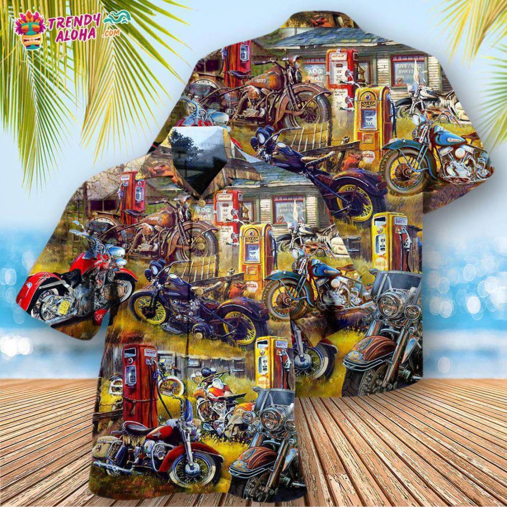 Motorcycle In The Field In The Sunset Hawaiian Shirt – Trendy Aloha