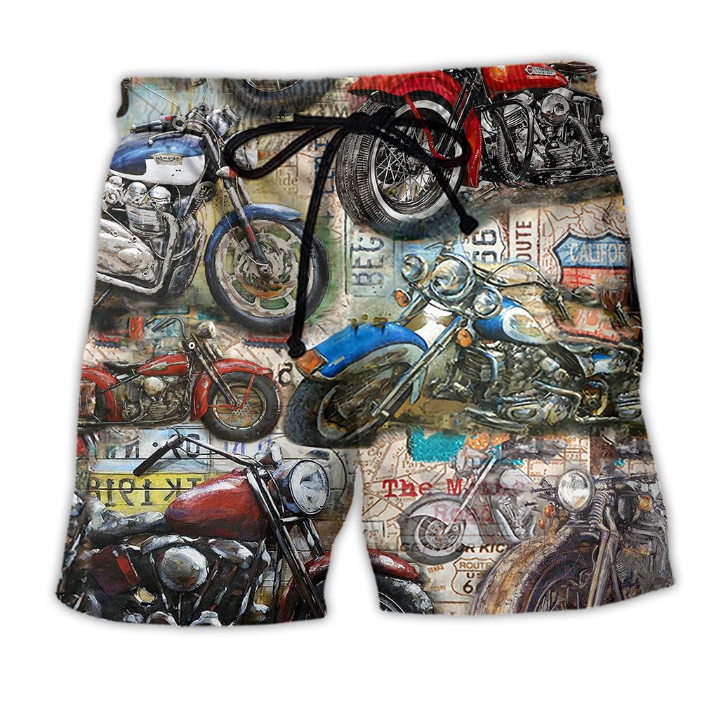 Motorcycle Is My Life Vintage Style Trendy Aloha Hawaiian Beach Shorts Motorcycle Is My Life Vintage Style Trendy Aloha Hawaiian Beach Shorts