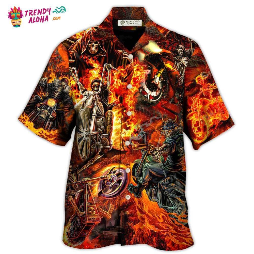 Motorcycle Lover Skull Fire Burning Art Style Hawaiian Shirt – Trendy Aloha Motorcycle Lover Skull Fire Burning Art Style Hawaiian Shirt – Trendy Aloha