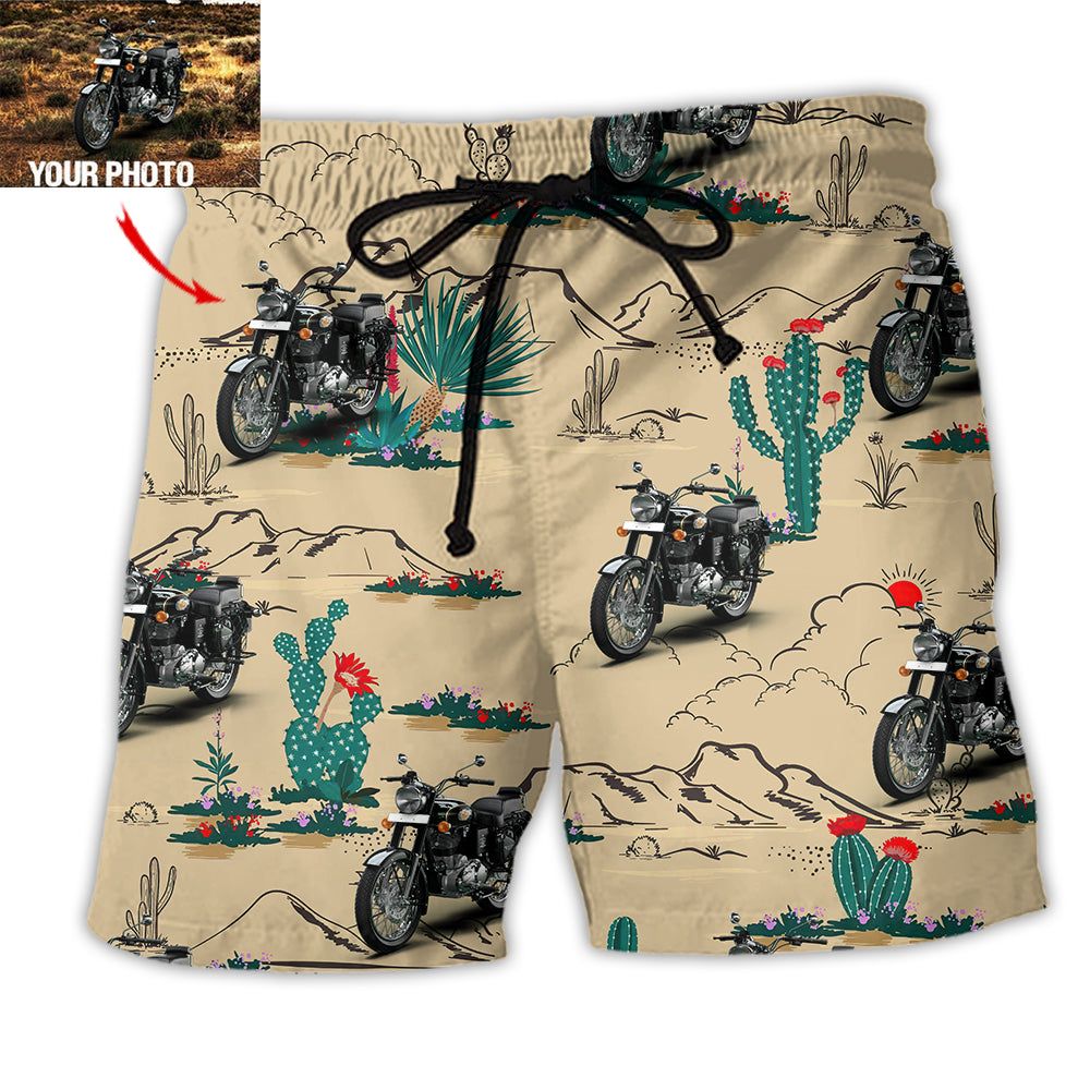 Motorcycle On The Desert Basic Style Custom Photo Trendy Aloha Hawaiian Beach Shorts Motorcycle On The Desert Basic Style Custom Photo Trendy Aloha Hawaiian Beach Shorts
