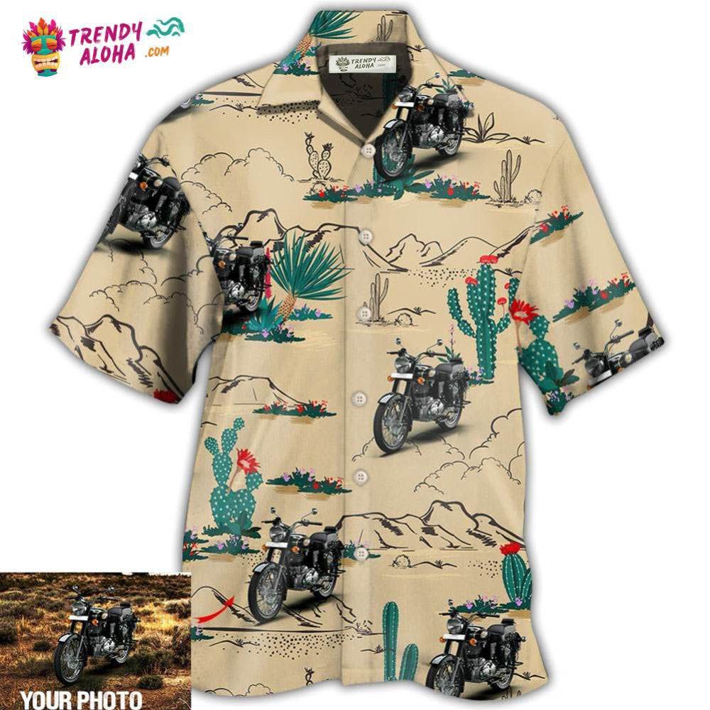 Motorcycle On The Desert Cactus Custom Photo Hawaiian Shirt – Trendy Aloha Motorcycle On The Desert Cactus Custom Photo Hawaiian Shirt – Trendy Aloha