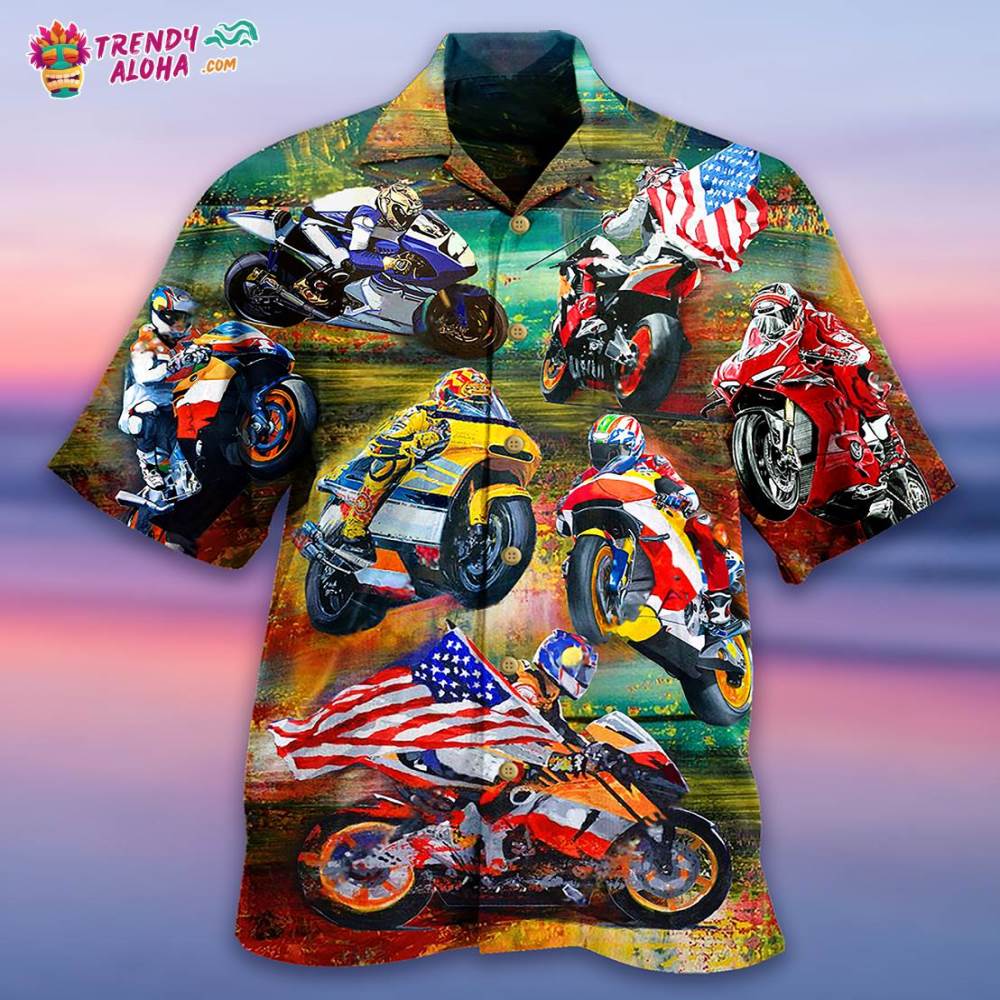 Motorcycle Racing America Flag Hawaiian Shirt – Trendy Aloha