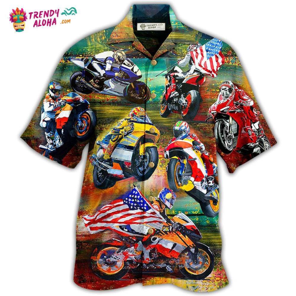 Motorcycle Racing America Flag Hawaiian Shirt – Trendy Aloha Motorcycle Racing America Flag Hawaiian Shirt – Trendy Aloha
