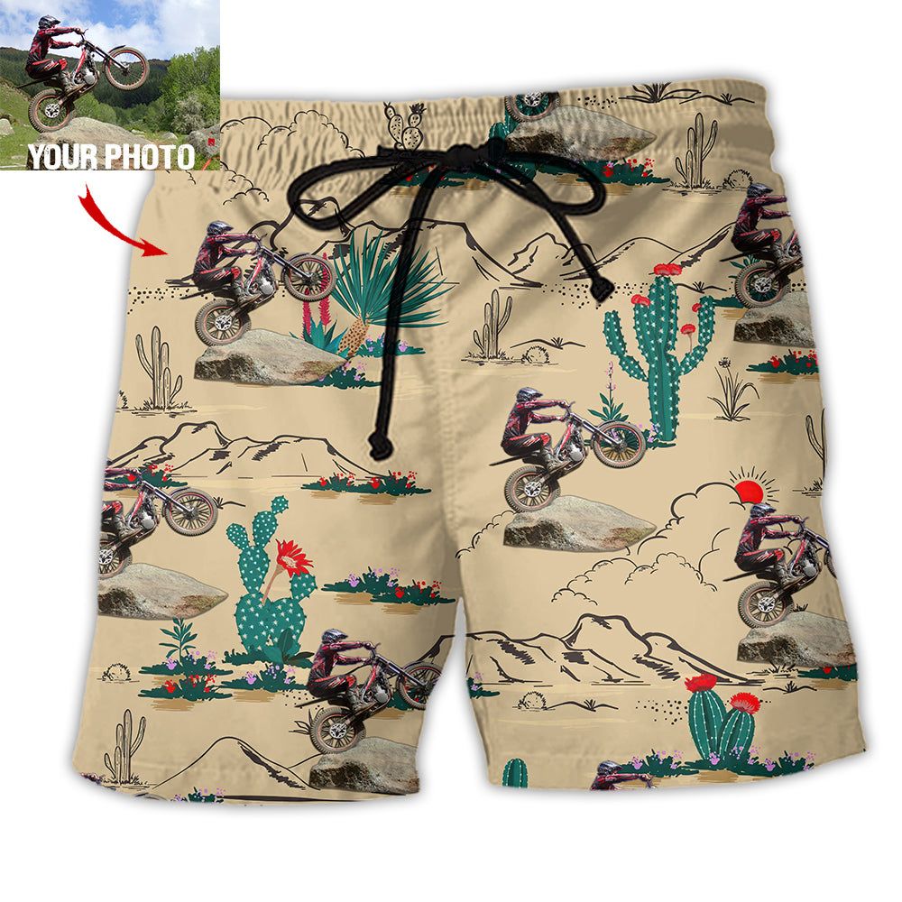 Motorcycle Trials Desert Cool Custom Photo Trendy Aloha Hawaiian Beach Shorts Motorcycle Trials Desert Cool Custom Photo Trendy Aloha Hawaiian Beach Shorts