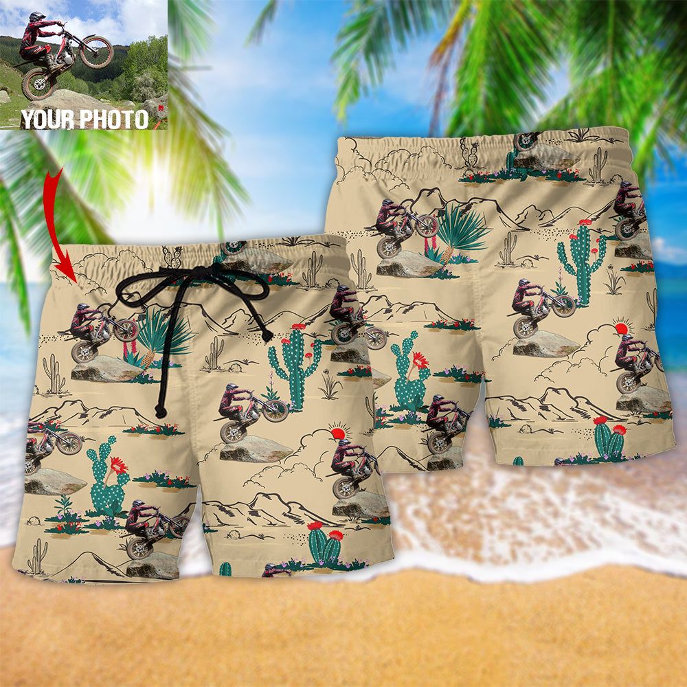 Motorcycle Trials Desert Cool Custom Photo Trendy Aloha Hawaiian Beach Shorts