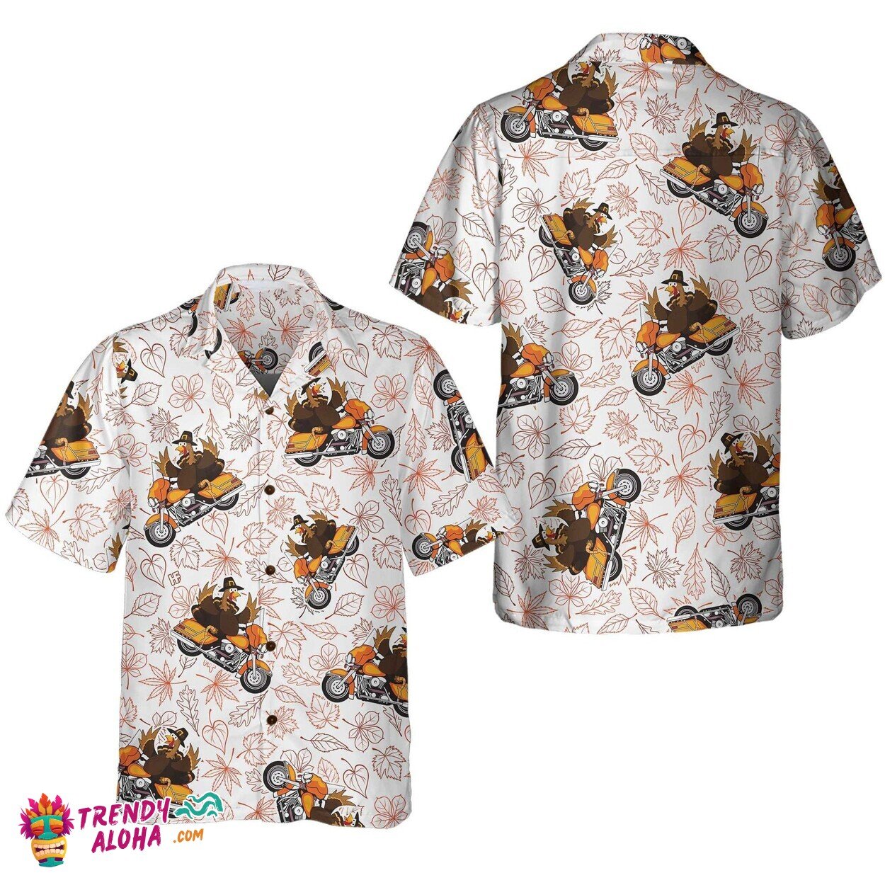 Motorcycle Turkey Thanksgiving Fun Hawaiian Shirt Unisex Gift
