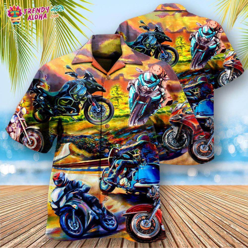 Motorcycle Under The Sunset Romantic Hawaiian Shirt – Trendy Aloha