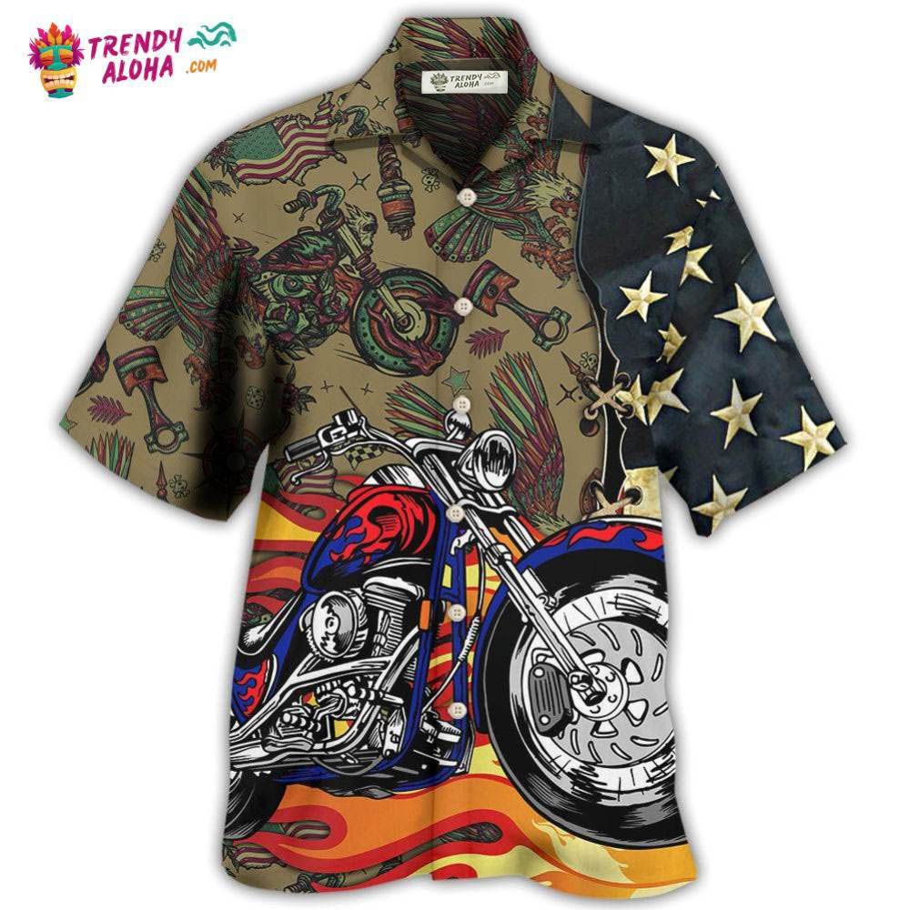 Motorcycle Us Flag Hawaiian Shirt – Trendy Aloha