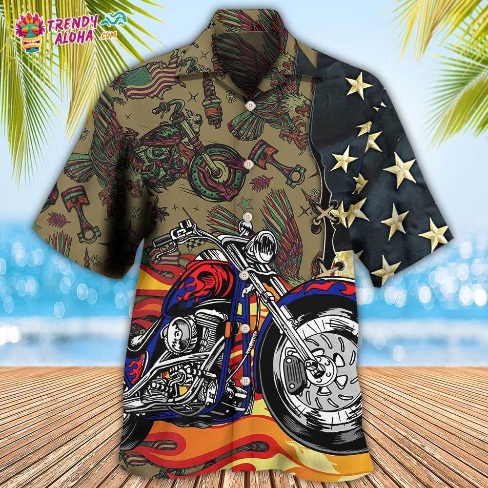 Motorcycle Us Flag Hawaiian Shirt – Trendy Aloha